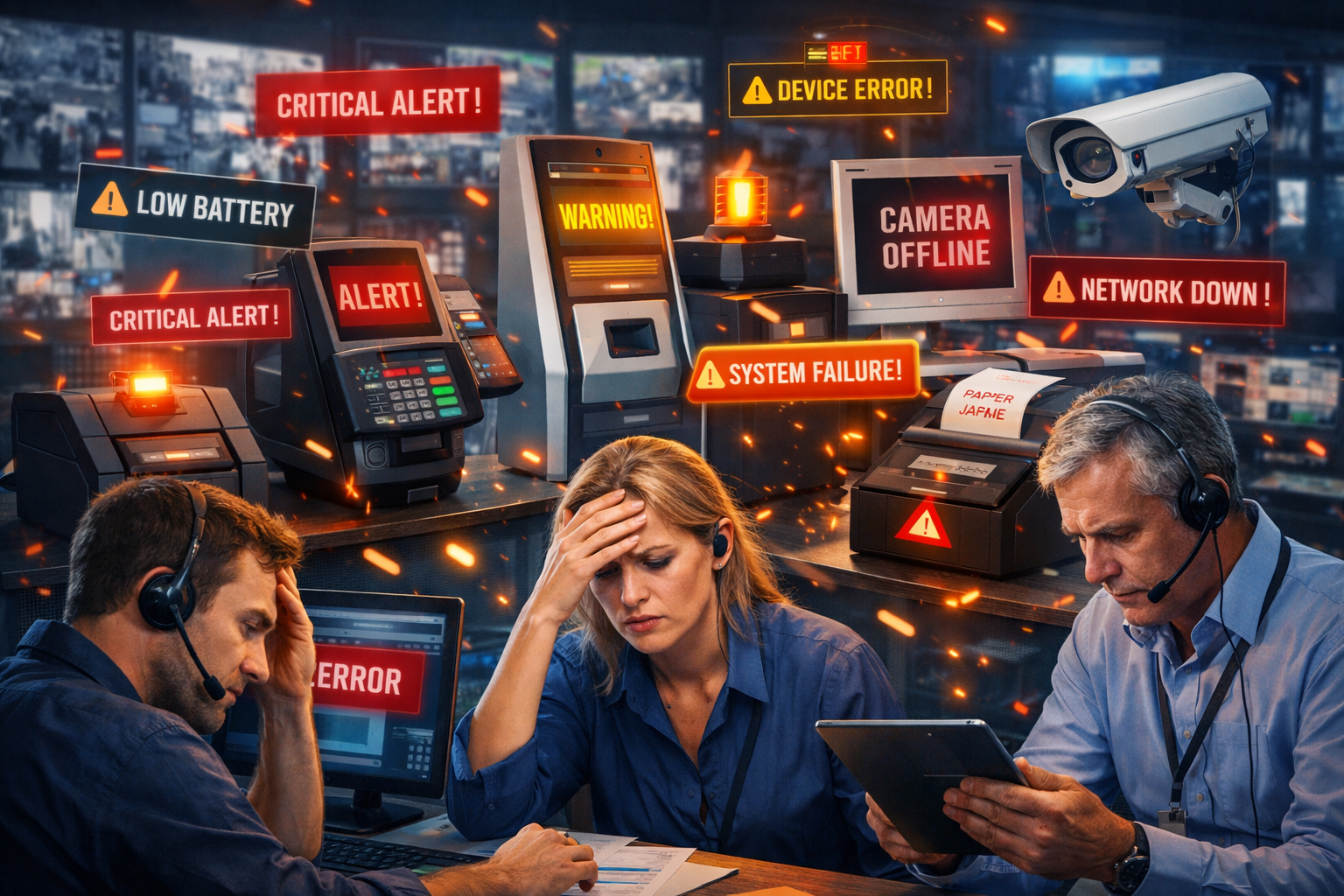 Operations team facing device alerts and unhandled events across sites